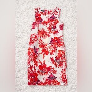 Red Floral Sheath Dress Size 10 Mario Serrani